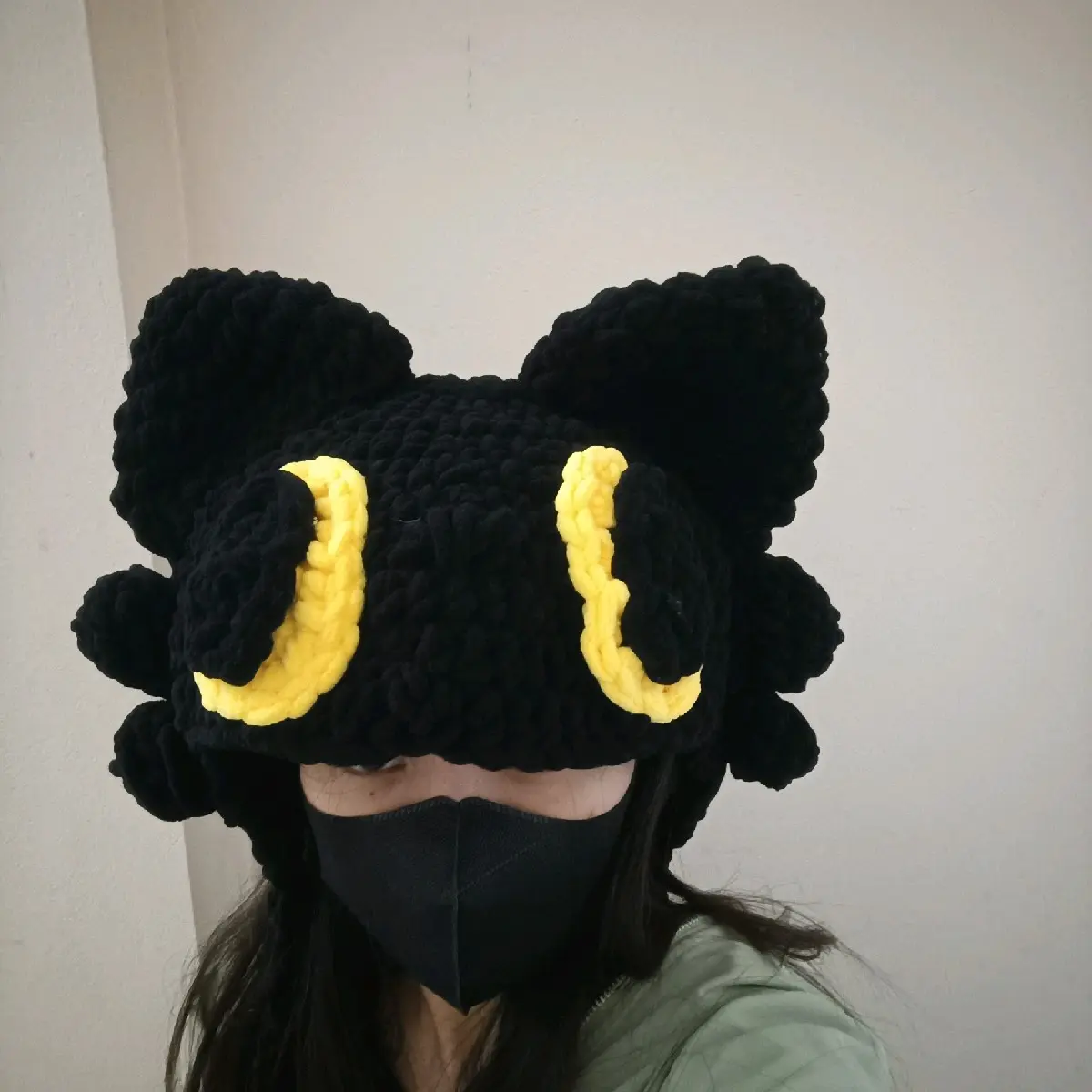 Mũ len rồng răng sún handmade bằng len nhung đũa Nam nữ