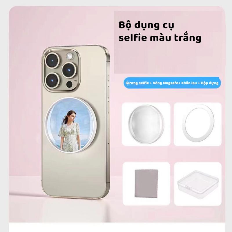 Gương Selfie Từ Tính Magsafe 2.2 inch – Gương Trang Điểm Mini Cho Điện Thoại, Cầm Tay, Phù Hợp Quay Video, Chụp Ảnh & Livestream
