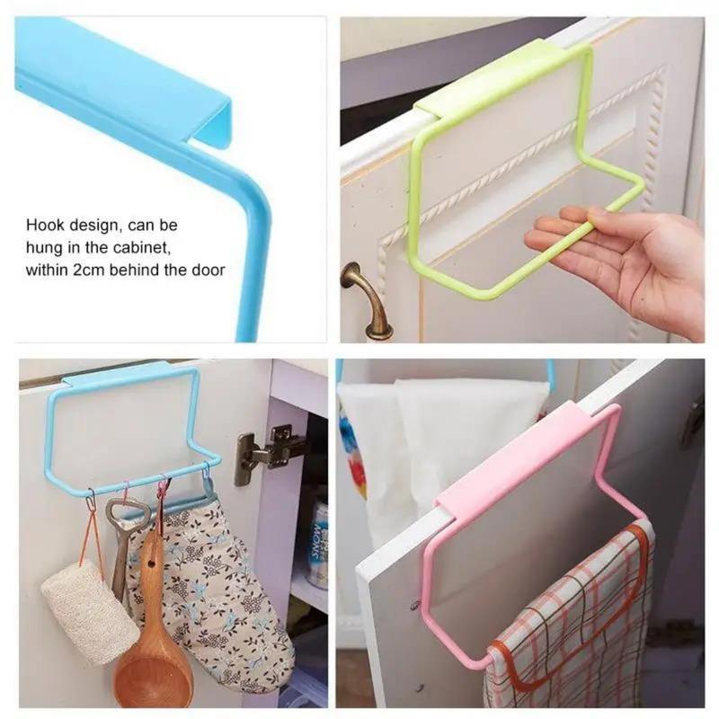 1Pcs Plastic Hanging Holder Multifunction Towel Rack Cupboard Cabinet Door Back Home Storage Organizer Kitchen Accessories 3