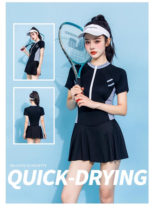 Product Introduction of Swimsuit 2024 New Student Skirt Vacation Hot Spring Fashion Sports Cover Belly Slimming One-Piece Swimsuit 1