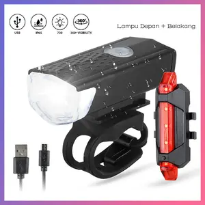 Lampu Sepeda LED Light Paket 2in1 Waterproof Rechargeable USB charging Lampu Depan Dan Belakang Sepeda Outdoor