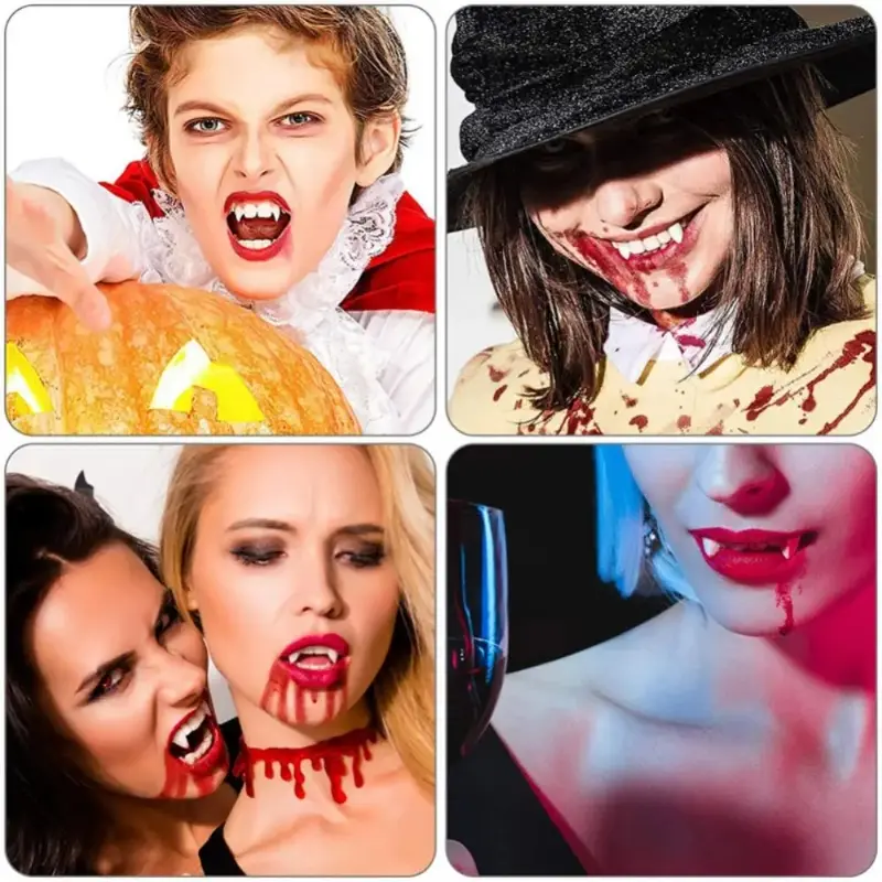 Răng Răng Nanh Ma Cà Rồng Halloween, Đạo Cụ Răng Giả, 1 Đôi, Dính Răng Giả, Trang Trí Tiệc, Thích Hợp Cho Trang Phục Halloween, Trang Trí 7