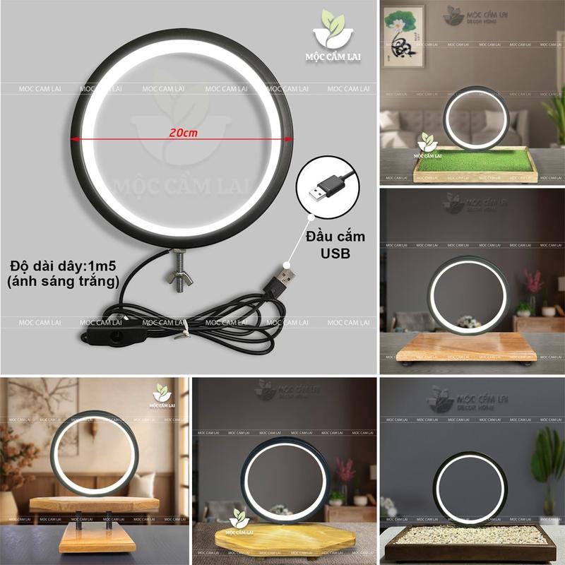 Đèn Led Tròn Hào Quang 20cm Đèn Led Dùng Trang Trí Tiểu Cảnh, Thác Khói Trầm Hương