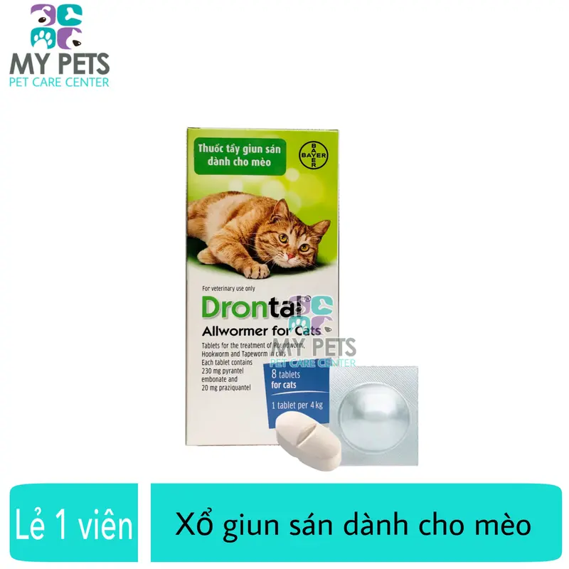 Drontal Cats Viên uống sổ giun sán cho mèo - Lẻ 1 viên Drontal cat 0