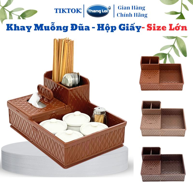 Khay đũa, muỗng liền kề hộp giấy khay đựng gia vị Nhựa Thắng Lợi size lớn 31x22x15 cm TL077 Chống Bụi