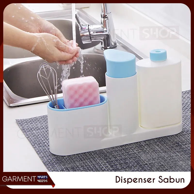 BUSET - Dispenser Sabun Cuci Piring Soap Pump Sponge Set 3 in 1 Praktis 0