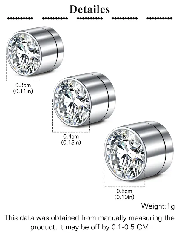Magnetic Earrings Set, Fake Diamond Magnetic Earrings, Stainless Steel Non Pierced Earring Jewelry, Fashion Accessories for Men & Women 1
