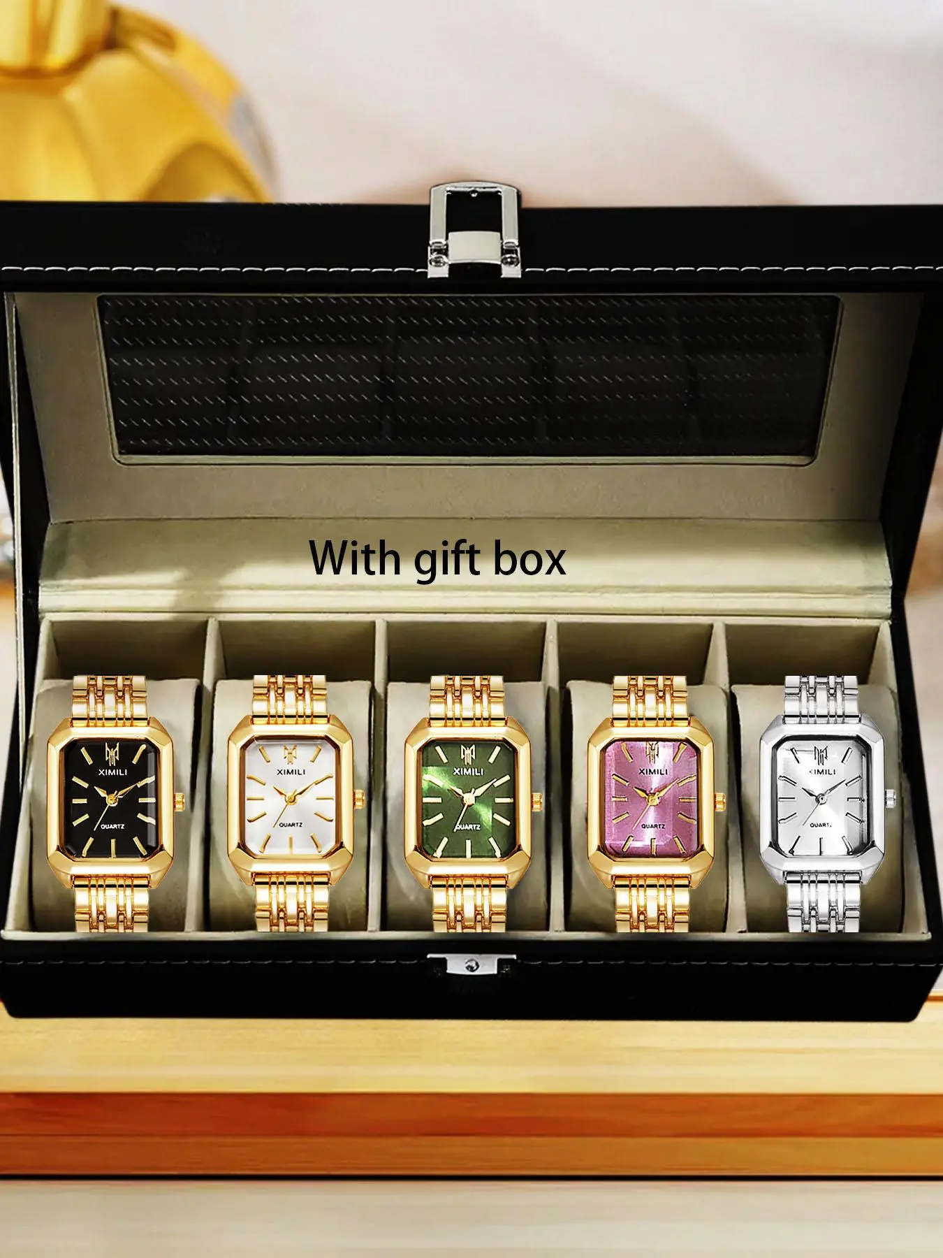 Women's Fashion Square Dial Quartz Watch, with Box, Fashion Watch Set for Party, Daily Decor, Trendy All-match & Exquisite Watch Set for Birthday Gift