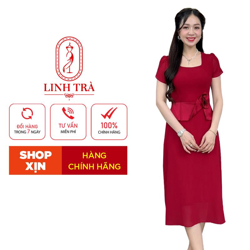 Đầm Trung Niên Dáng Dài [ Linh Trà ] (LT 2856) Cao Cấp Đi Làm Đi Chơi Đi Tiệc Đa Dụng Sang Trọng Cho Các Quý Bà U40 U50