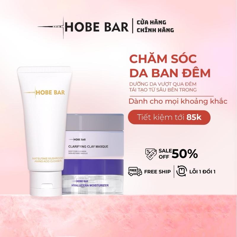 Combo Mặt Nạ Đất Sét + Sữa Rửa Mặt 50ml + Kem Dưỡng Ẩm 55ml HOBEBAR Dưỡng Sáng Da Sạch Sâu Cấp Ẩm Skincare Massage Son