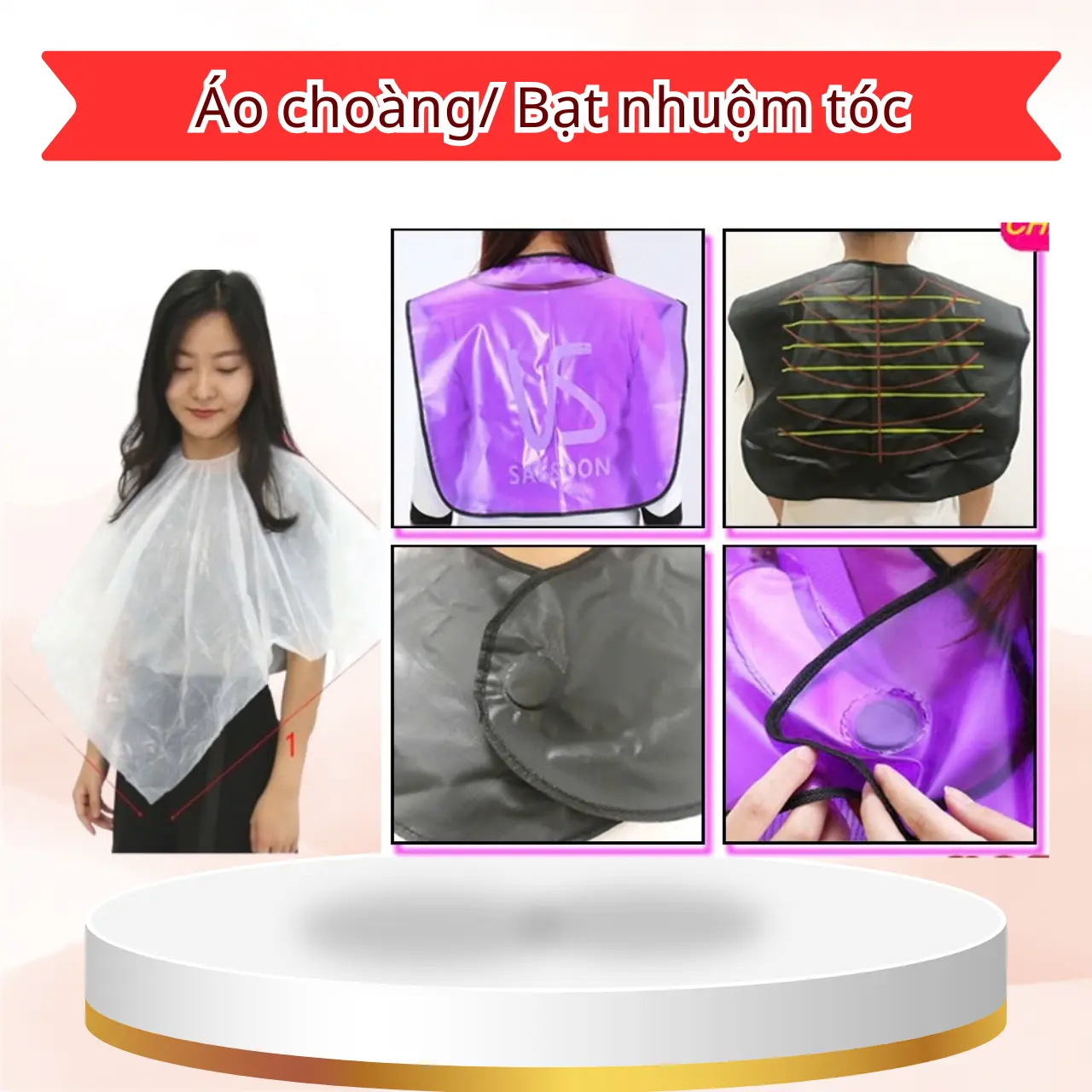 Áo choàng nhuộm tóc, dùng khi nhuộm tóc tránh dính thuốc