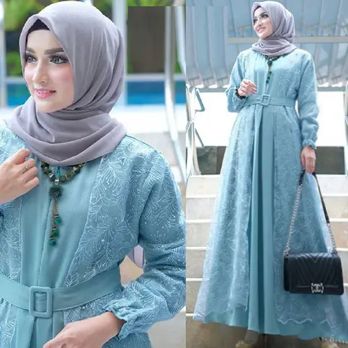 Parnika Dress Plus Outer Brukat Menyatu Free Belt Premium Baju Kondangan Wanita Fit Muslim Panjang  Gamis  Maxi  Pesta  Mewah  Lebaran