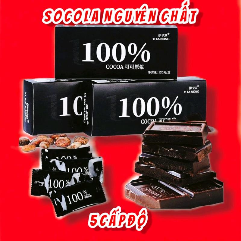 Socola Đen Nguyên Chất Không Đường (24 thanh/120g) - Đồ Ăn Vặt Food Snack