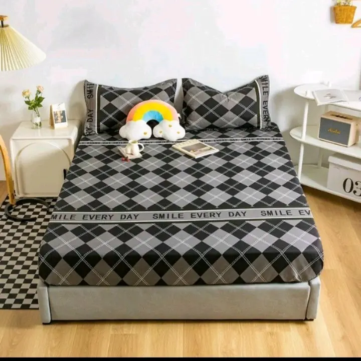 BỘ 4 MÓN GA CHUN, VỎ GỐI - CHẤT LIỆU COTTON POLY - MẪU CARO / KẺ SỌC.
