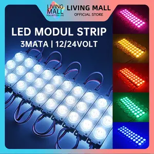 LED Modul Strip 3 Mata 12V 24V / Lampu Modul Mata Timbul / 3030 SMD 7520 Waterproof