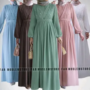 ASHANA DRESS MUTIARA GAMIS MAXY TERLARIS CERUTY BABYDOLL/THERESA DRESS Muslim Zipper Wanita Mocca Mewah Maroon