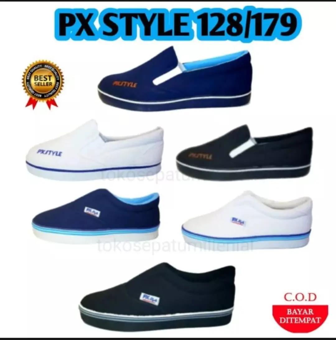 SEPATU SLIP ON PX STYLE 128 SEPATU SERAGAM KERJA PRIA /WANITA UK 37-42