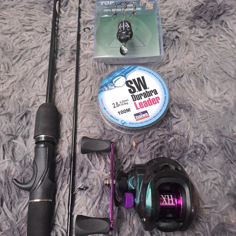 combo bộ cần sói đen máy ngang titan ánh tím kèm phụ kiện