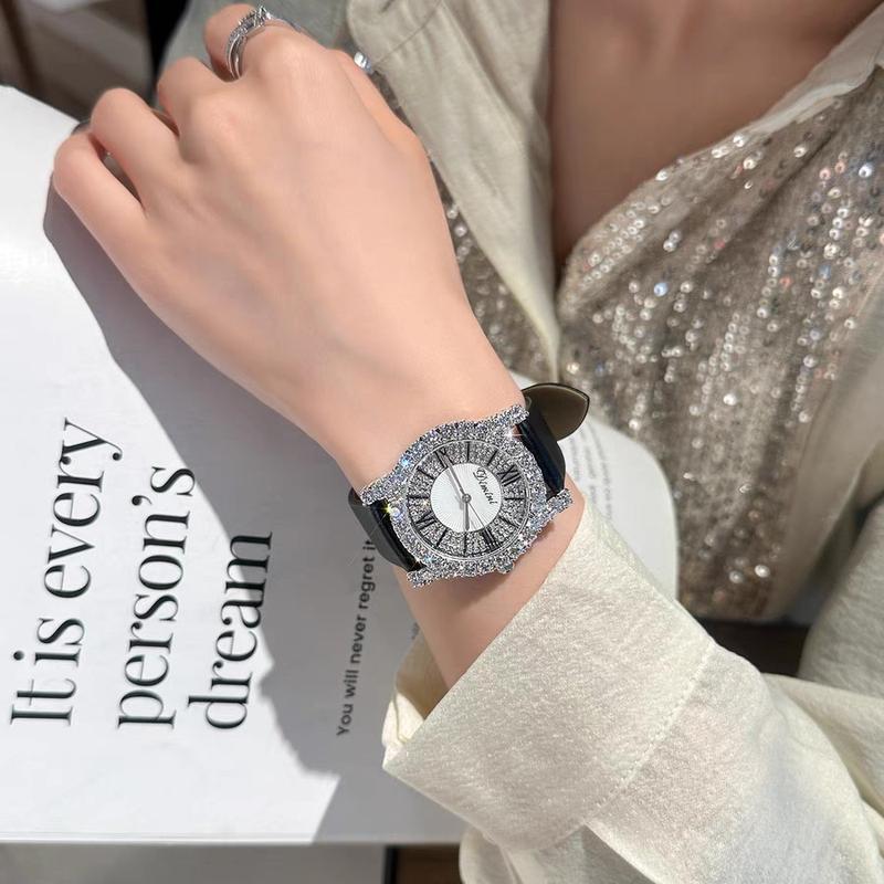 XẢ KHO 1000C Đồng hồ thời trang nữ Dimini đá sáng size 30mm dây da mềm mượt xinh xắn Đeo Tay Watch Women dongho dinh