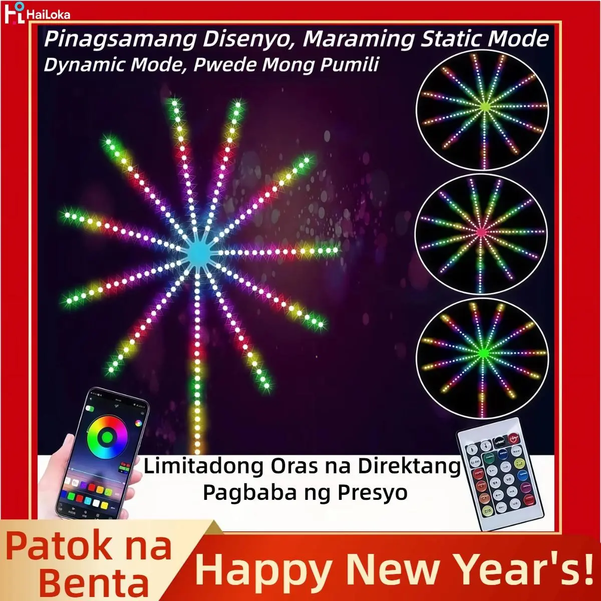 【HaiLoka】Matalinong Fireworks Style LED Strip Kit na na may Matingkad ...