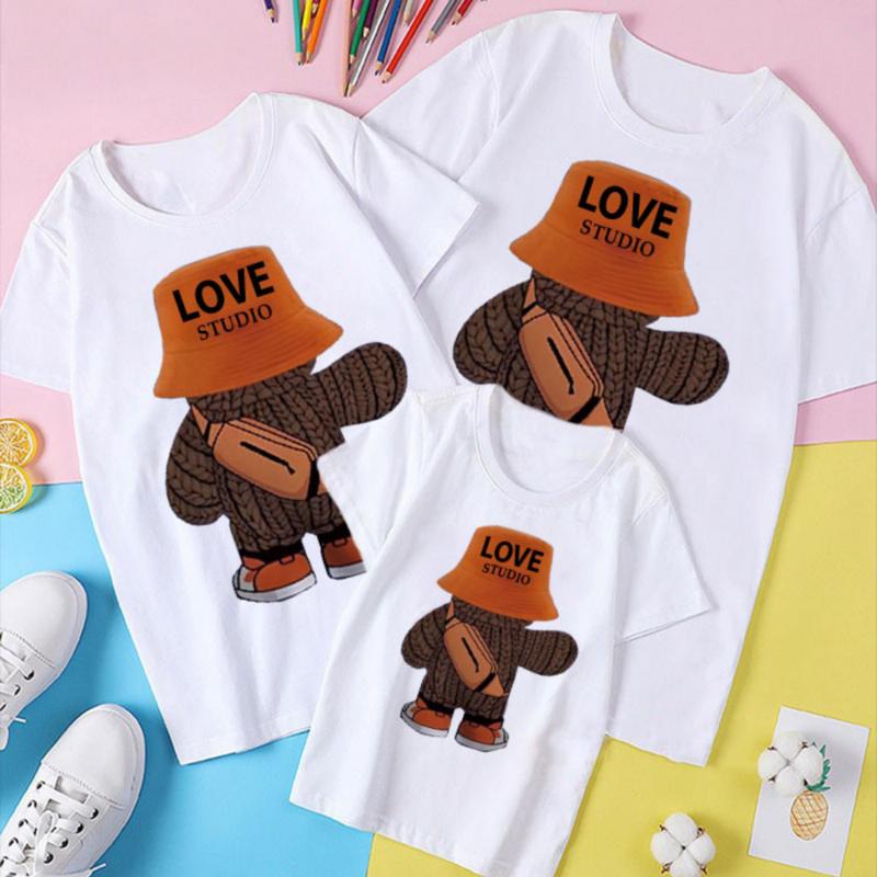 Áo thun gia đình cho bố mẹ và bé trẻ em unisex form rộng chất cotton đi chơi Gấu Love Studio đủ size từ 8-110kg GD128 Top Nữ đầm mẹ size trẻ em Women Đen
