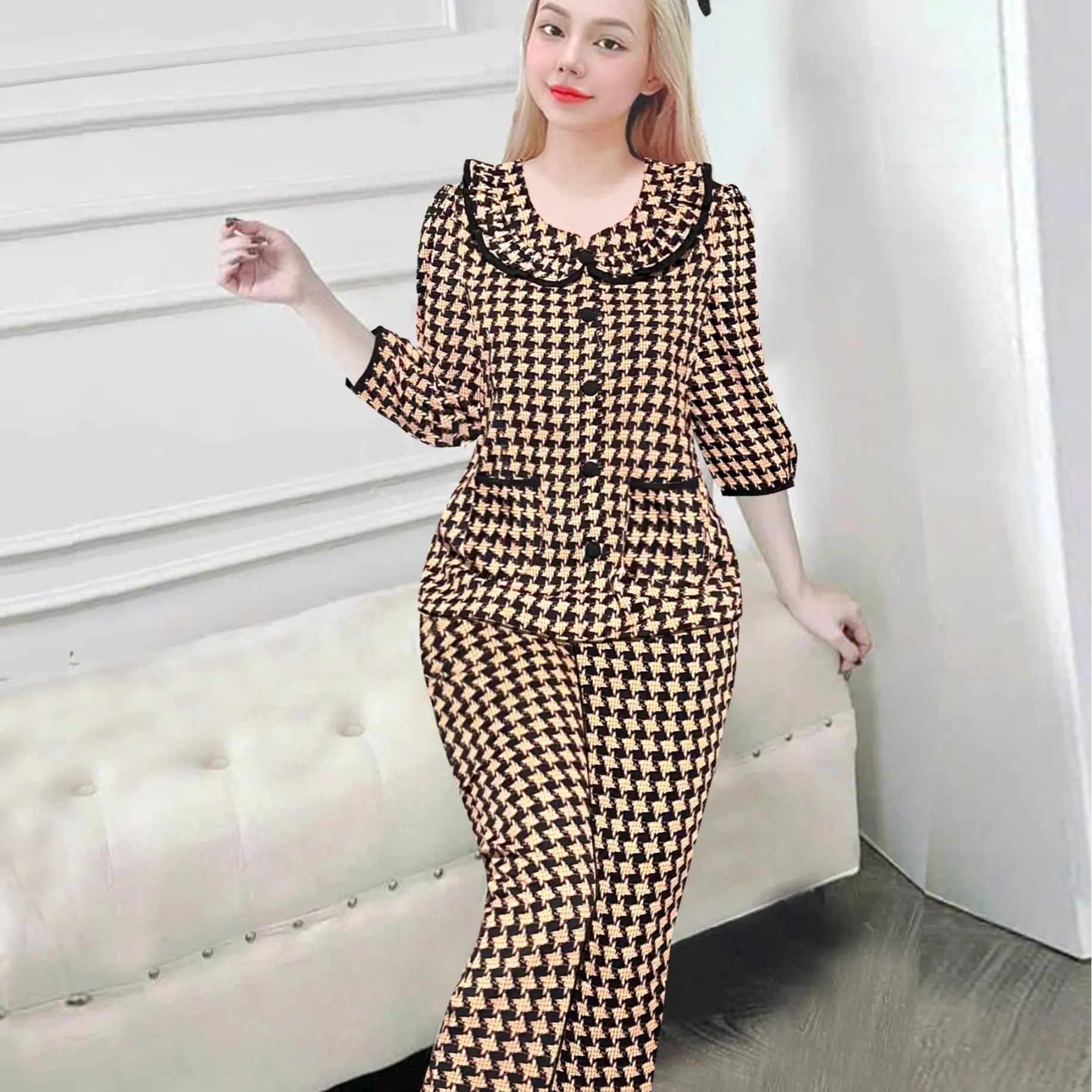 { ĐÒ BỘ NỮ ,CỔ BÈO TIỂU THƯ HAI TÚI TAY LỮNG ,QUẦN DÀI,CHẤT LIỆU MANGO ,MỀN MƯỚT MÁT ,SẢN PHẨM CÓ 4 SIZE 40-80KG