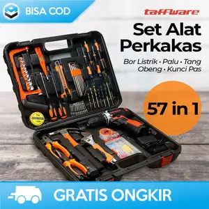 PERALATAN BOR LISTRIK SET LENGKAP 57 IN 1 BOX PENYIMPANAN PALU OBENG