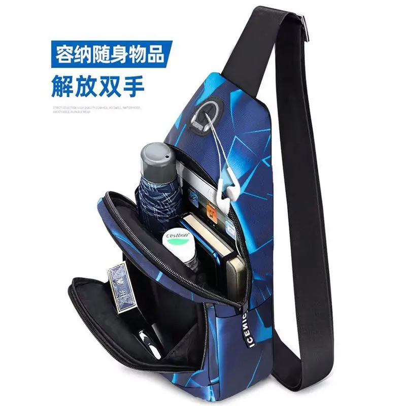 Túi Đeo Ngực, Túi Nam, Phong Cách Hàn Quốc, Thiết Kế Rằn Ri Thời Trang, Túi Đeo Chéo Vai, Túi Thường Ngày Ba Lô Vải Oxford, [Phiên Bản Nâng Cấp] 7