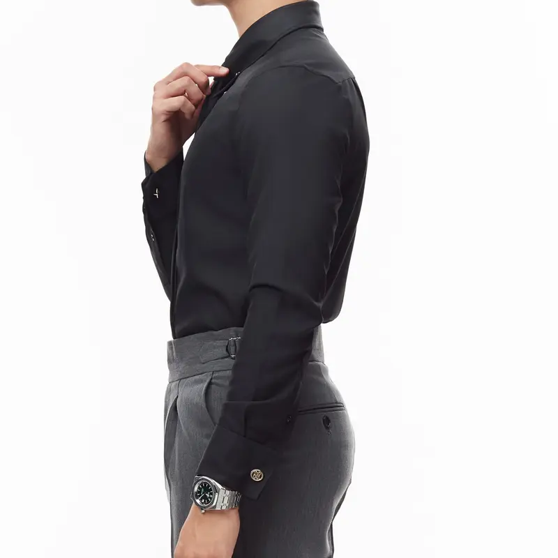 Áo Sơ Mi Nam Trắng Dài Tay Nam Cao Cấp Harold Collar Pin Cufflinks Công Sở Thanh Lịch, Slimfit Tôn Dáng 7
