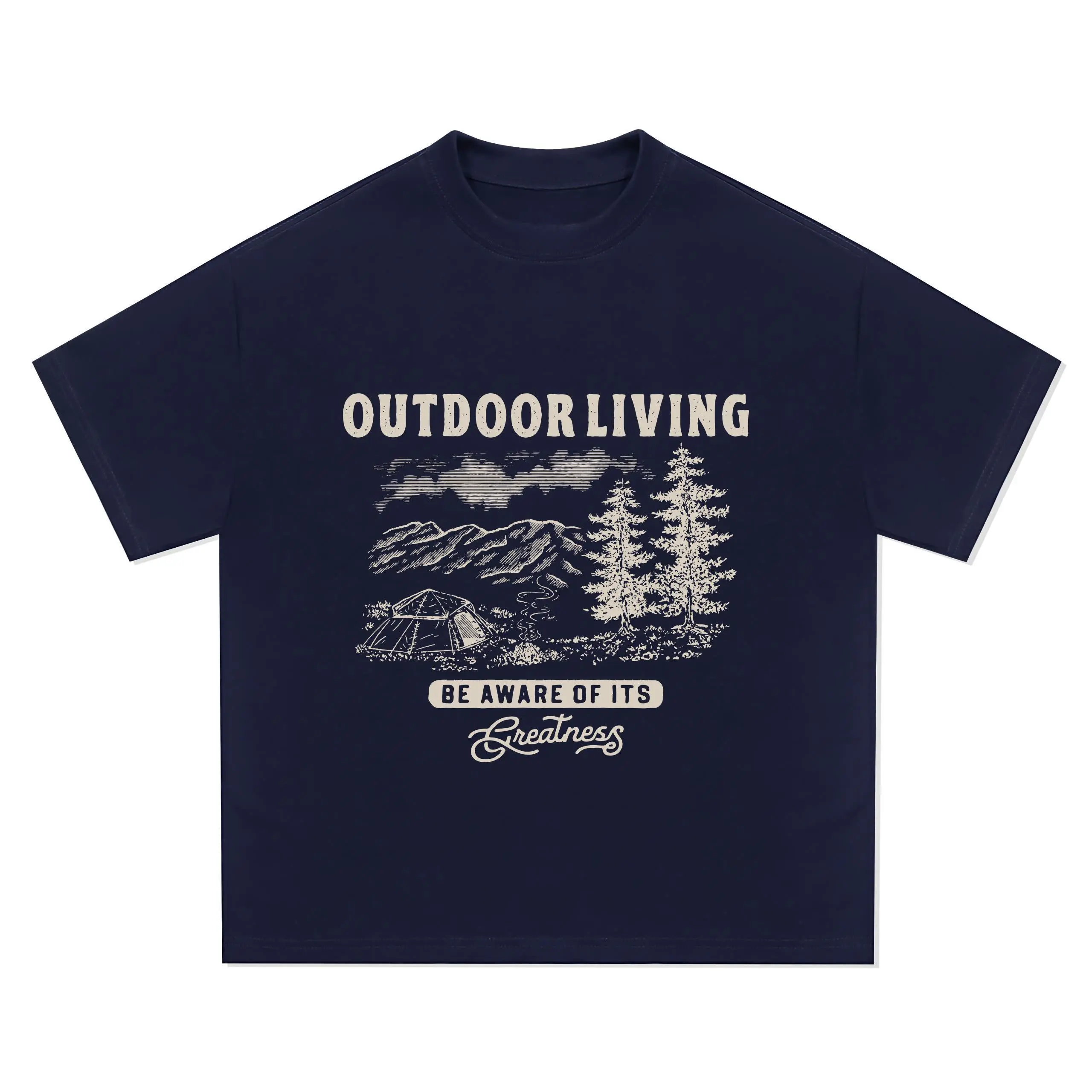 Boxy T-Shirt OUTDOOR LIVING Earth Tone 4lucky 6407 Cotton Stretch Breathable Unisex Basic[YU]