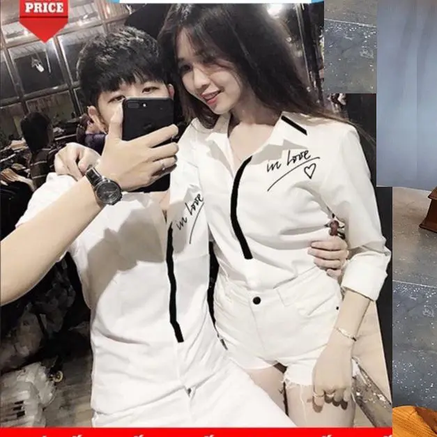 giá 1 áo - Áo Sơ Mi Dài Tay In Chữ " In Love " Cực Nét Mẫu Mới Về pk