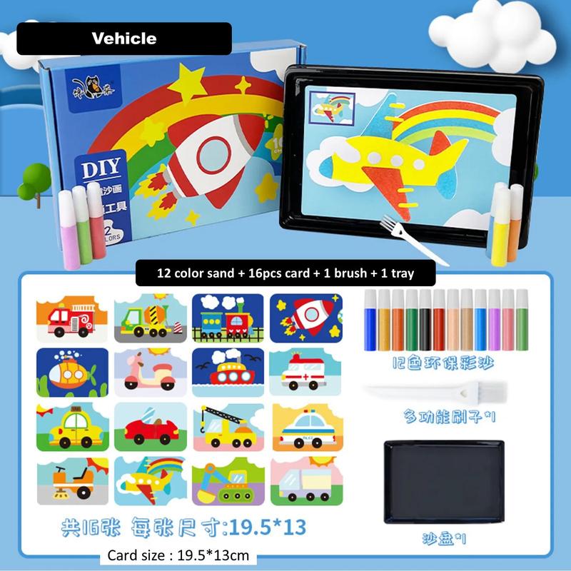 Product Introduction of TT27 Kids Colorful DIY Sand Painting Sand Art Cards Educational toys Art & Craft Creative toys for childrens boy & girls Children's the Color Sand Psinting 8