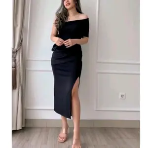 Gaun Pesta Scuba Premium Anya Terbaru Terlaris 2025 - Casual, Panjang Midi, Bahan Lentur, Nyaman - Variasi, Maxi, Dress, Wanita, Formal, Pendek, Hitam