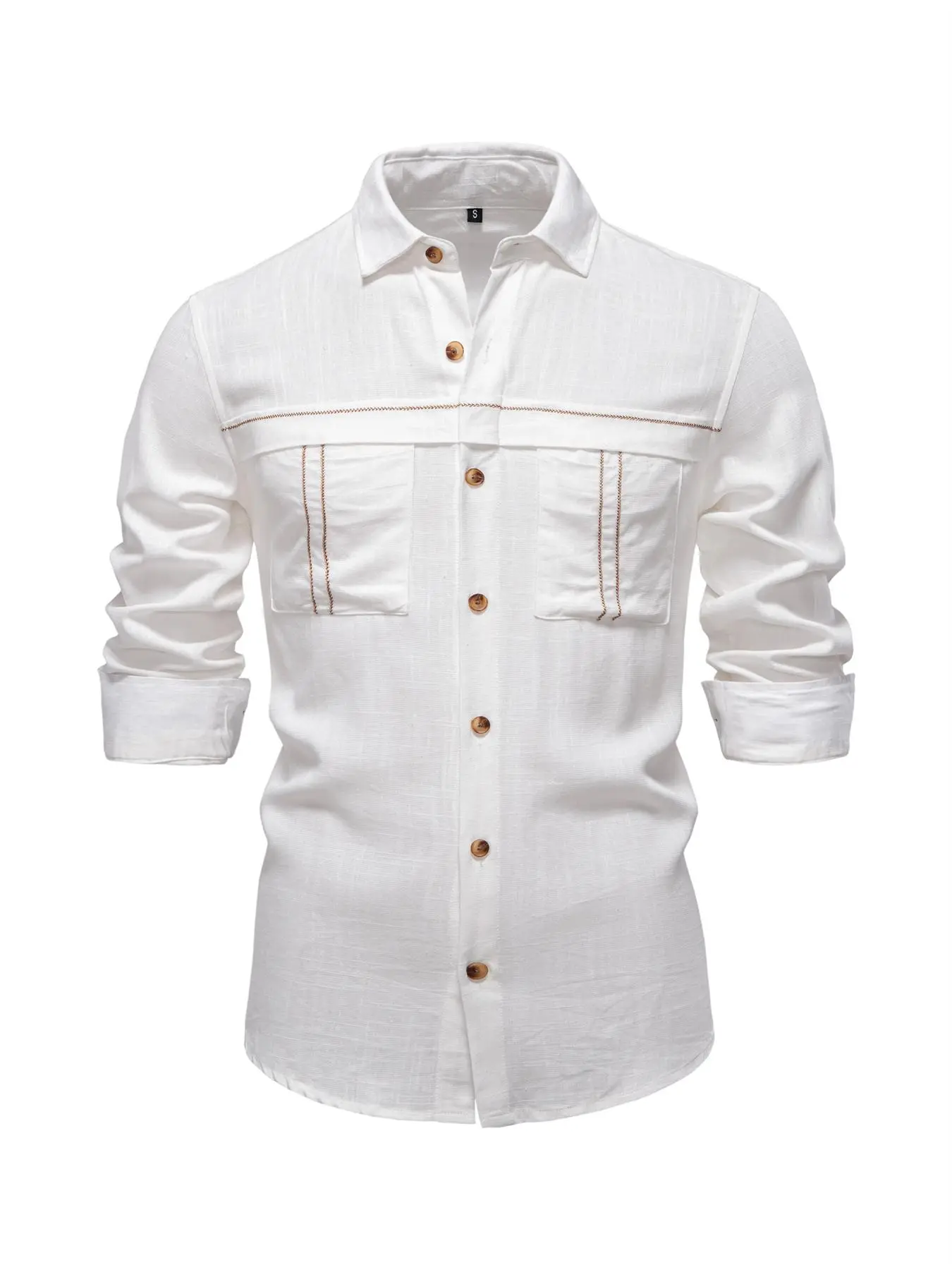 Men's Shirt, Regular Fit Casual Comfy Breathable Long Sleeve Button Front Top for Spring & Fall, Fashion Men's Clothes for Daily Wear