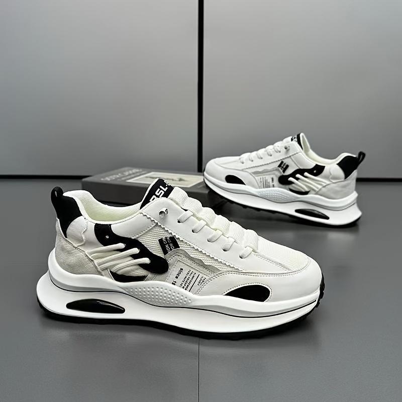 Product Introduction of Men's Fashion Sneakers, Casual Sports Shoes, Thick Sole Height Increase, Breathable Versatile Trendy Running Shoes, PU Fabric, Low Top, Round Toe, Lace-Up Closure, for Camping, Sports,, All Seasons 5