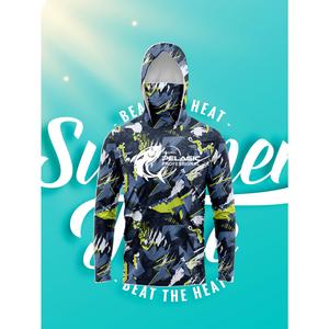 ชุดกีฬาตกปลามืออาชีพสำหรับผู้ชาย มีฮู้ด เสื้อตกปลาแบบยาว ป้องกันรังสียูวี เหมาะสำหรับการตกปลา ชุดตกปลา