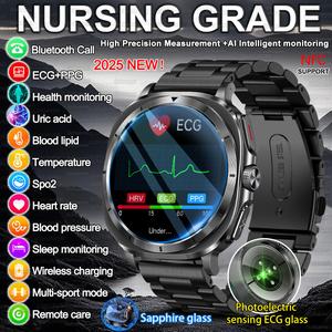 2025 New HOT Nursing grade Health Women Smart Watch Men Uric Acid Blood Pressure Blood oxygen Body Analysis Body Fat SmartWatch ECG+PPG Clock