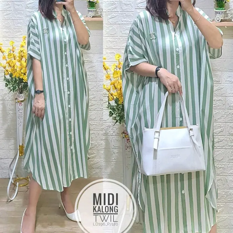 MIDI Realpec Tunik Kalong Rayon Impor Nyaman Busui Bunga Panjang - Ibu, Muslim, Gamis 1