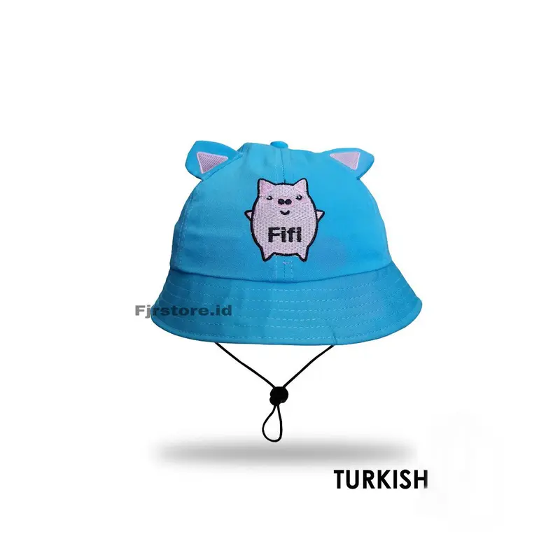 Topi Bucket Hat Anak Motif Bordir Wisky-Squishy | Bucket Anak Laki-Laki Dan Anak Perempuan 3