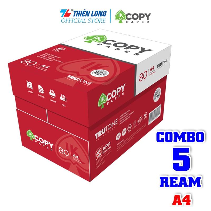 Combo 5 Ream giấy A4 80 gsm IK Copy (500 tờ) - Hàng nhập khẩu Indonesia