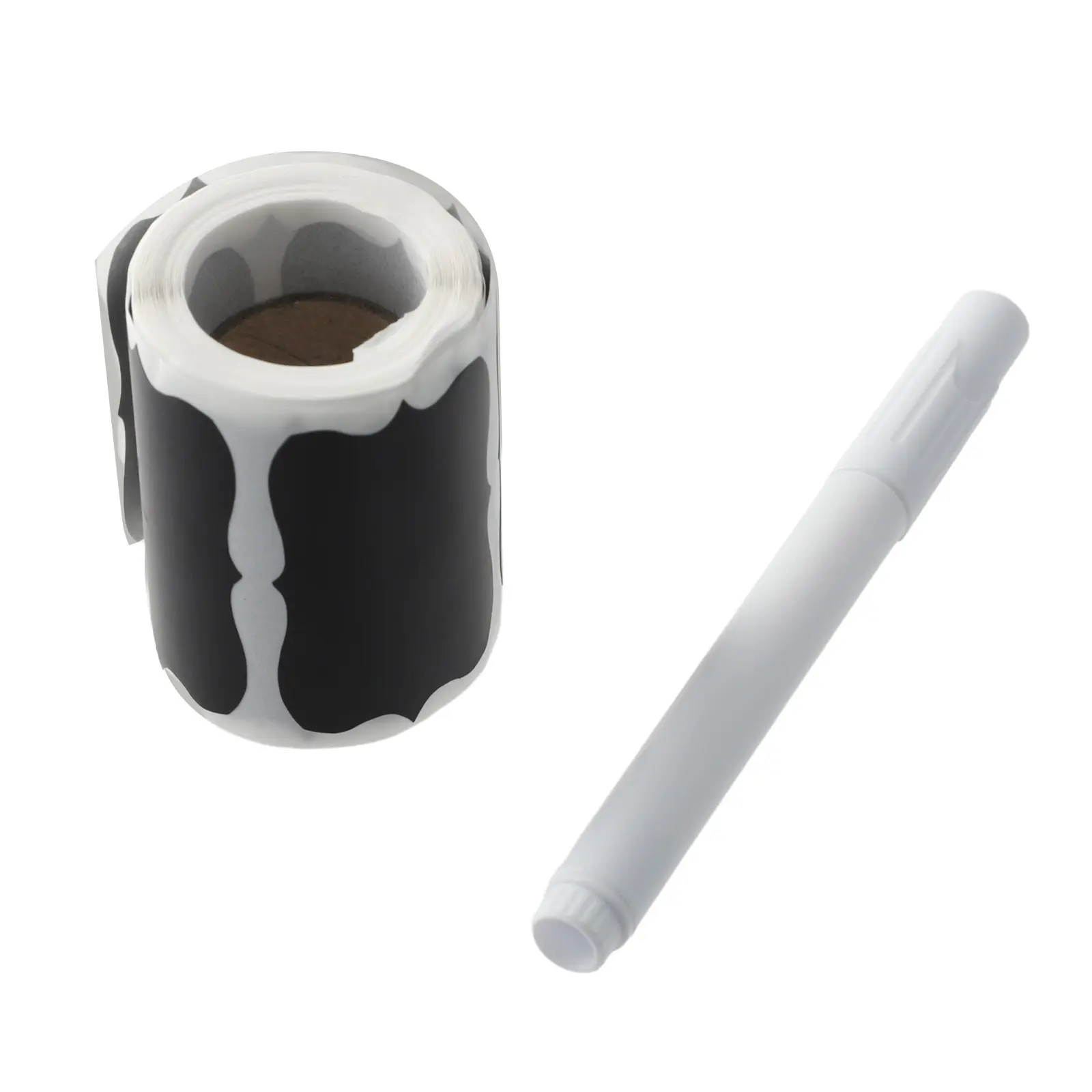 DIY 150Pcs/Roll Black Labels Stickers with Pen For Kitchen Jars Food Storage