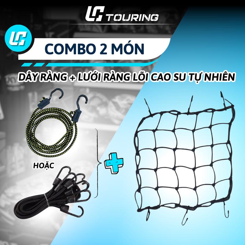 COMBO 2 MÓN dây ràng đồ Daravin và Lưới ràng đồ có phản quang cao cấp - LC TOURING STYLE 