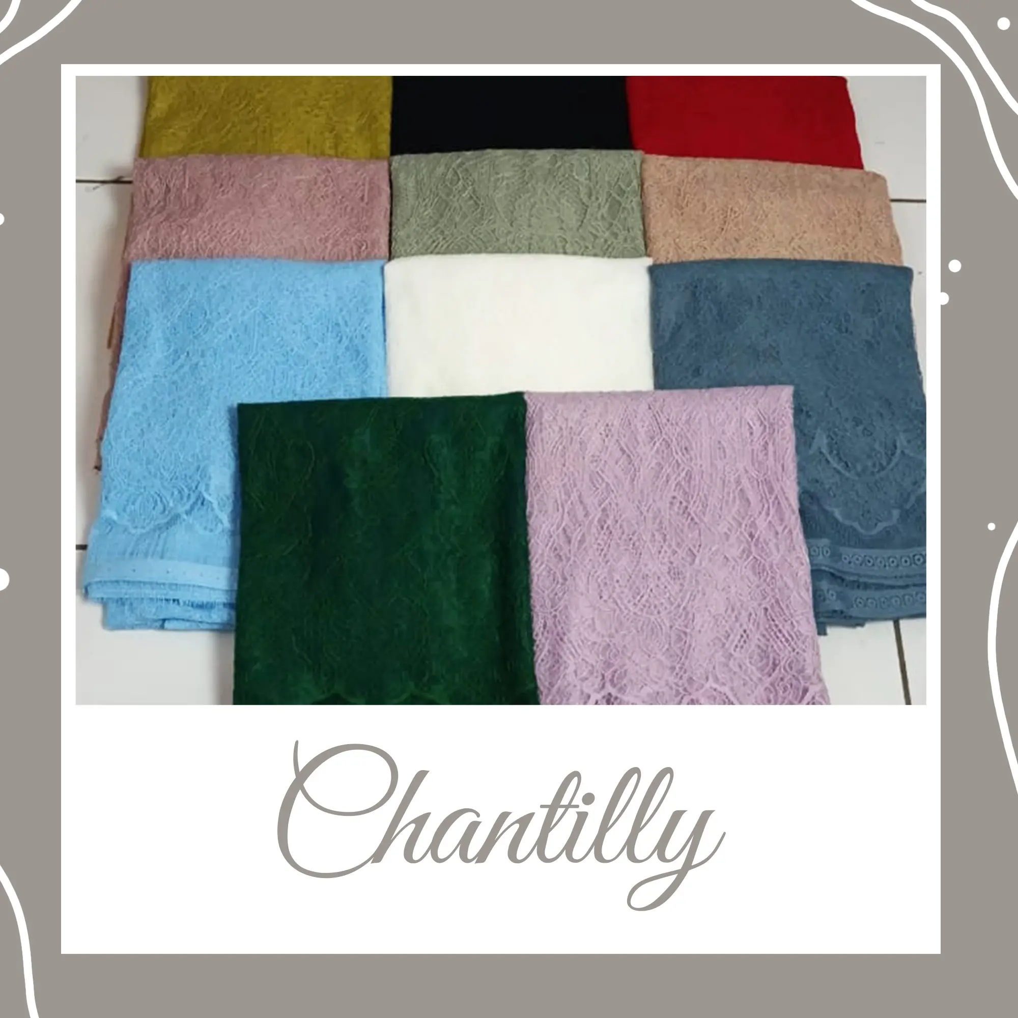 Kain Bahan Kebaya Brokat Santili, Chantilly Panjang 2.5 Meter x Lebar 1.5 Meter