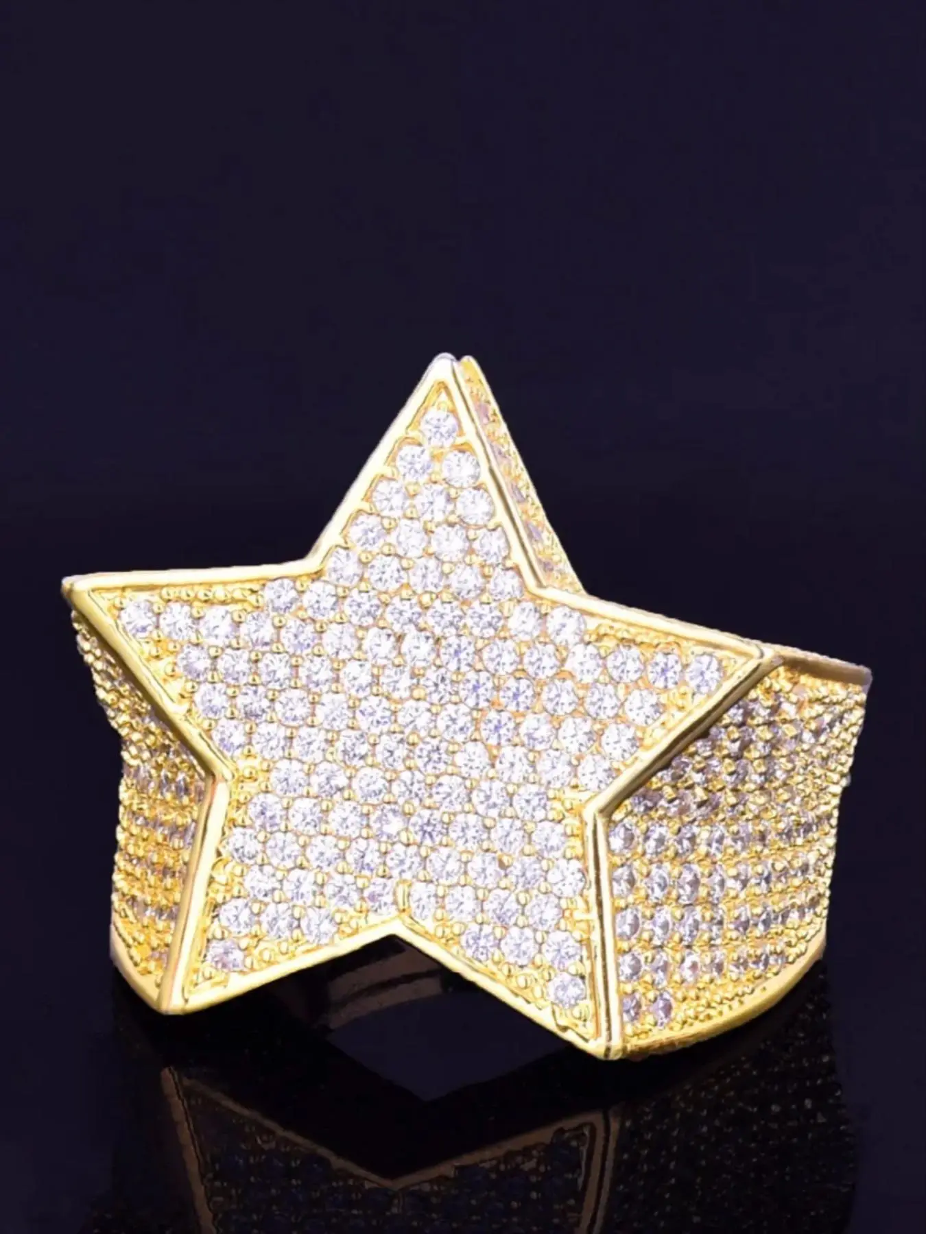 Men's Rhinestone Decor Star Design Ring, Luxury Punk Streetwear Artificial Zircon Ring, Fashion Accessories For Party, Daily Decor For Men