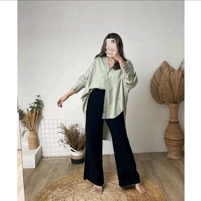 KEMEJA WANITA JUMBO POLOS LENGAN PANJANG LD 98 cm,LD 106 cm,LD 116 cm,LD 120 cm,LD 125 cm,LD 130 cm KEMEJA WANITA PERGI KULIAH, PERGI KERJA, JALAN SANTAI CASUAL FASHION TERBARU DAN KEKINIAN 6