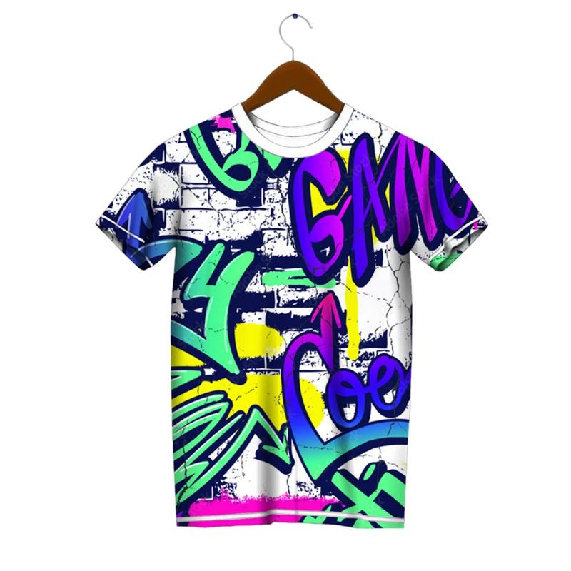 Áo Thun Họa Tiết In 3D Graffiti Hợp Xu hướng Mùa Hè Cho Nam, ngắn Tay Thể Thao Thường Ngày Thoải Mái, Chất Lượng Cao, Nhanh Khô, Thoáng Khí, Hàng Đầu 8