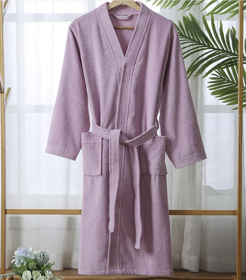 Product Introduction of Robe Hotel Absorbent Bathrobe  Nightgown Terry Material Simple Yukata Beauty Salon Robe Nightwear New Autumn 13
