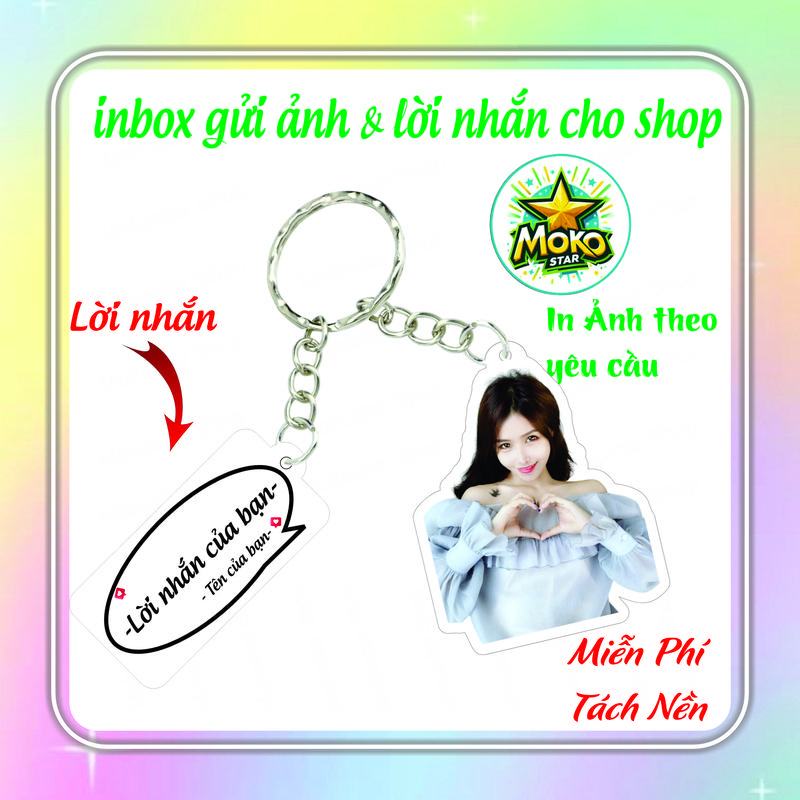 [ Siêu Rẻ ] Móc khoá cắt viền - kèm lời nhắn in ảnh theo yêu cầu - Làm quà tặng Mokostar shop