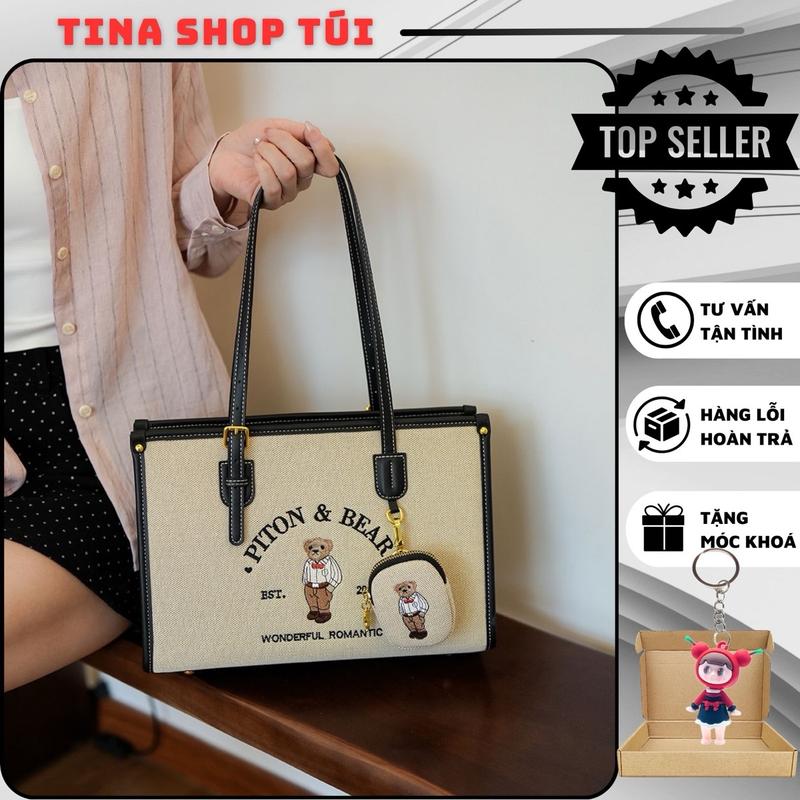 Túi xách công sở Beibaobao size 34cm; Túi đeo vai hoạ tiết gấu Piton kèm ví nhỏ tui van phong tuicong so túi  xách Bag Nữ