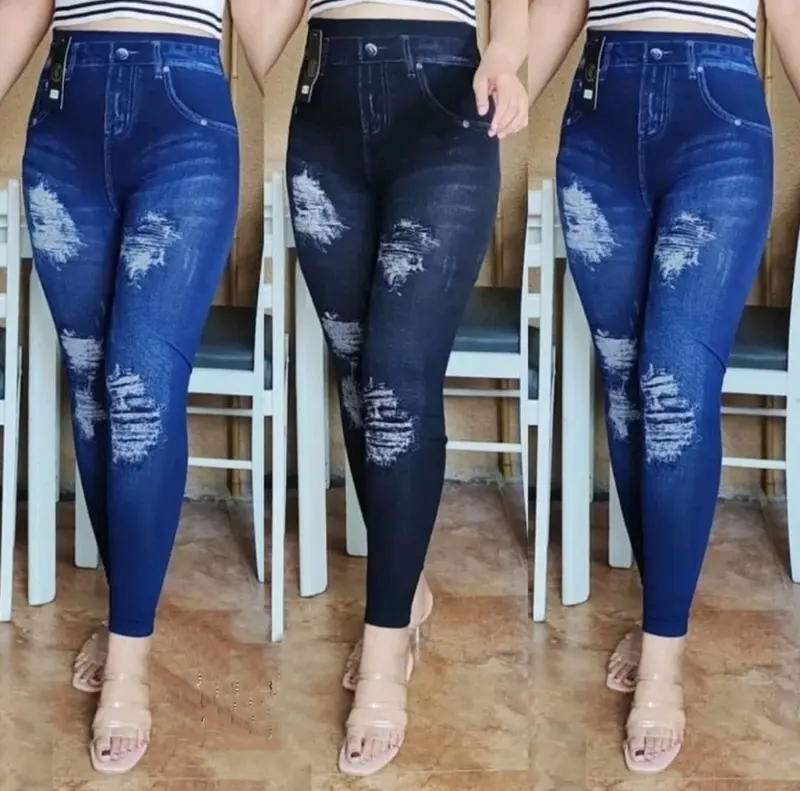 celana wanita model legging rempel polos variasi sobek 0